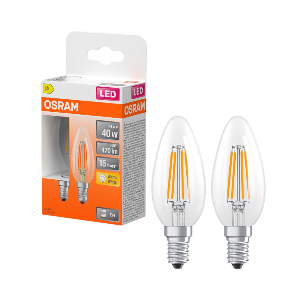 LED-lamp Osram Star Classic B40 E14 3.4 W 470 lm 2700 K 2 tk/pakk