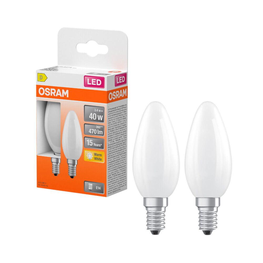 LED-lamp Osram Star Classic B40 E14 3,4 W 470 lm 2700 K opaal  2 tk/pakk