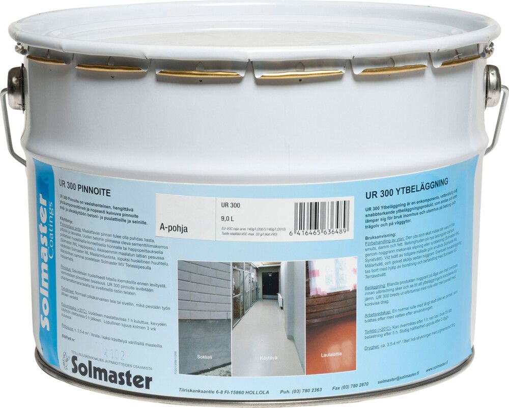 Põranda-ja seinavärv Solmaster UR300 9 l, valge
