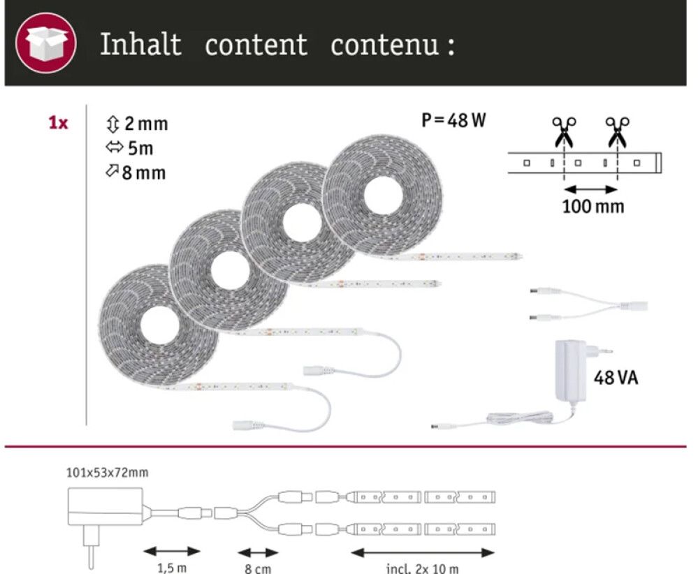 LED-valgusriba komplekt Paulmann SimpLED päevavalgus valge 20 m