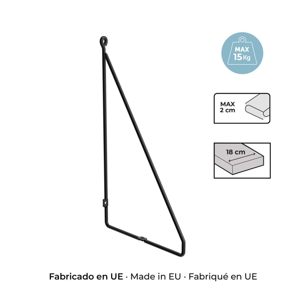 Riiulikandur REI 19 x 34 x 0,5 cm must