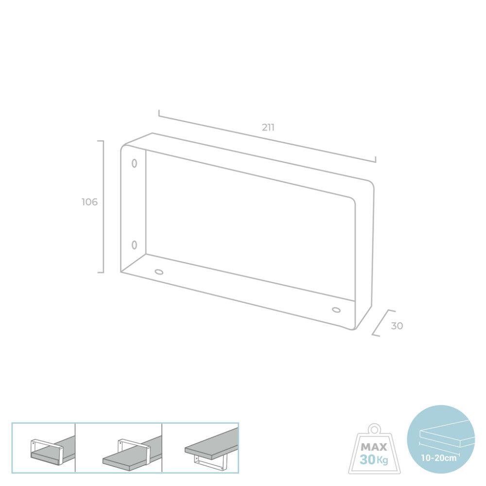 Riiulikandur REI 21 x 10 x 3 cm valge