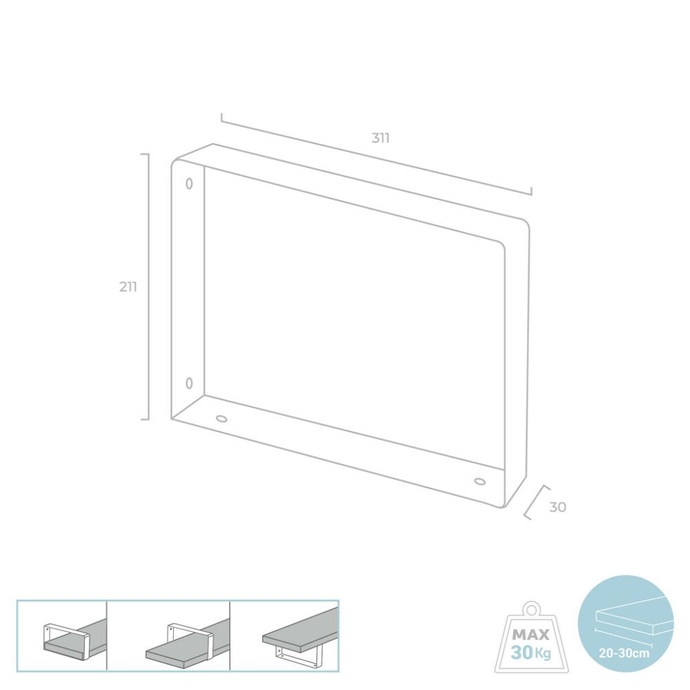 Riiulikandur REI 31 x 21 x 3 cm valge
