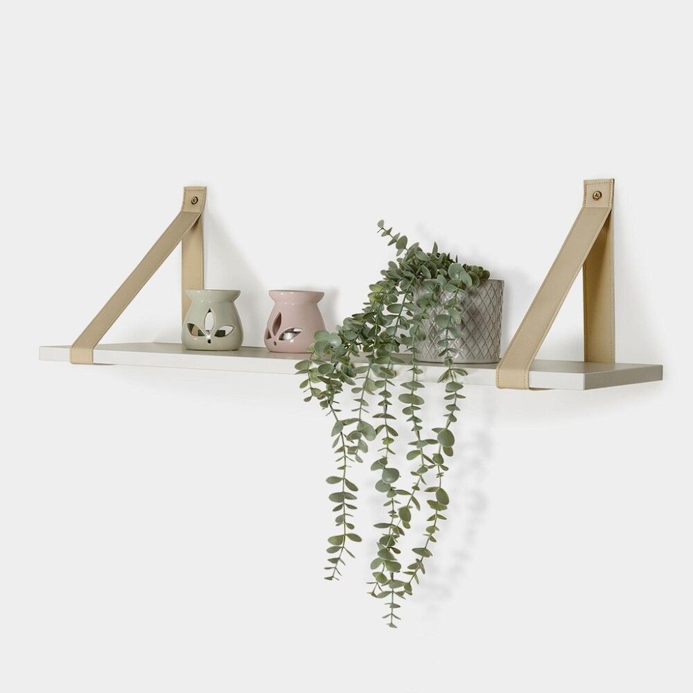 Riiulikandur REI 43,5 x 4 cm kreemjas nahk