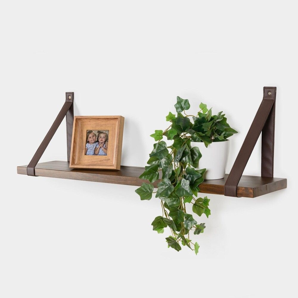 Riiulikandur REI 43,5 x 4 cm pruun nahk