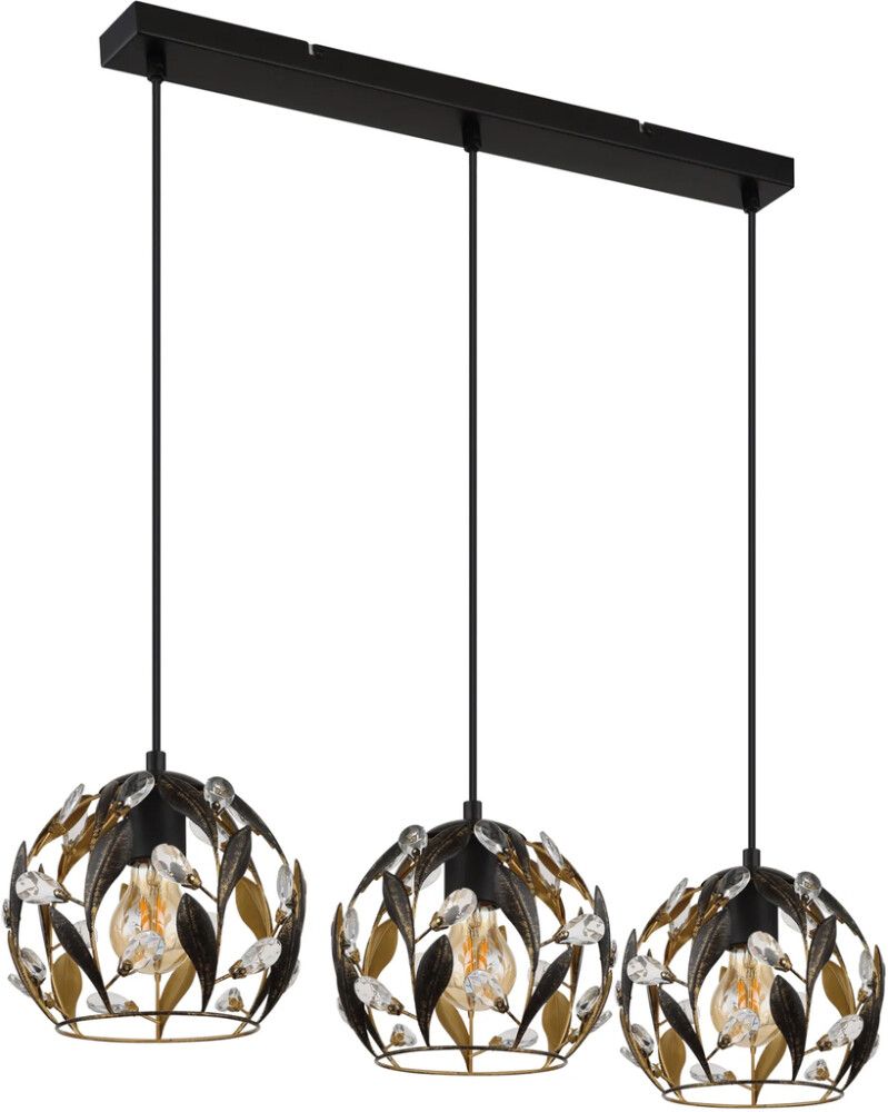 Rippvalgusti Globo Mika 3-osaline must/kuldne