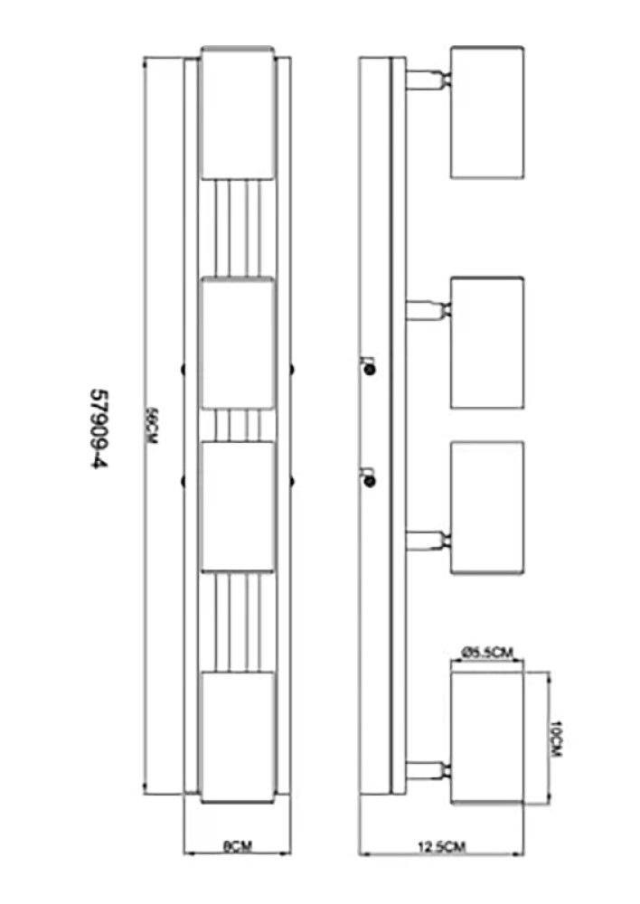 Kohtvalgusti Globo Kayden 4-osaline mattmust