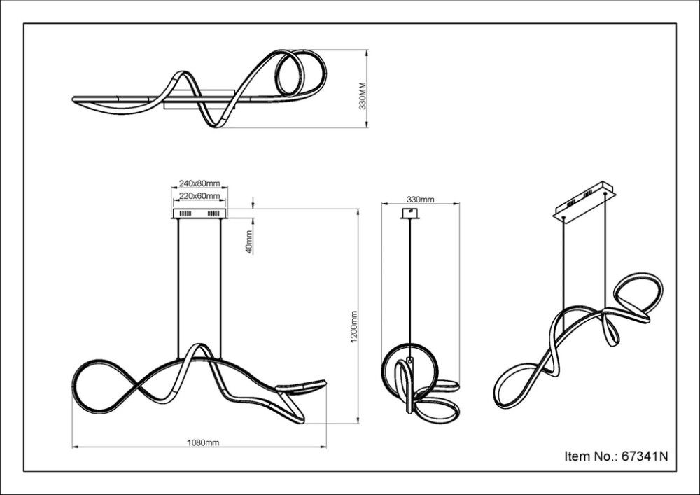 Rippvalgusti Globo Swirl 108 cm