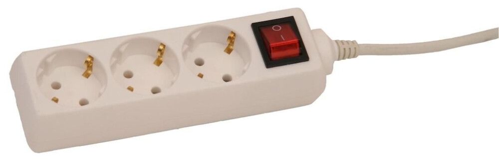 Pikendusjuhe lülitiga Acuma 4-pesaga H05VV-F 3G1,5 mm valge 3 m