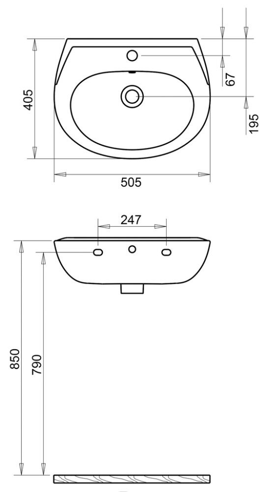 Valamu Aqualine 45 x 36 cm