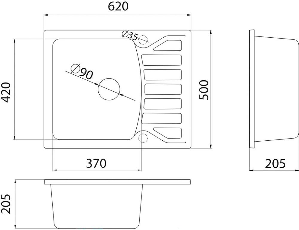 Köögivalamu Marmorin Quadro M must 62 x 50 cm