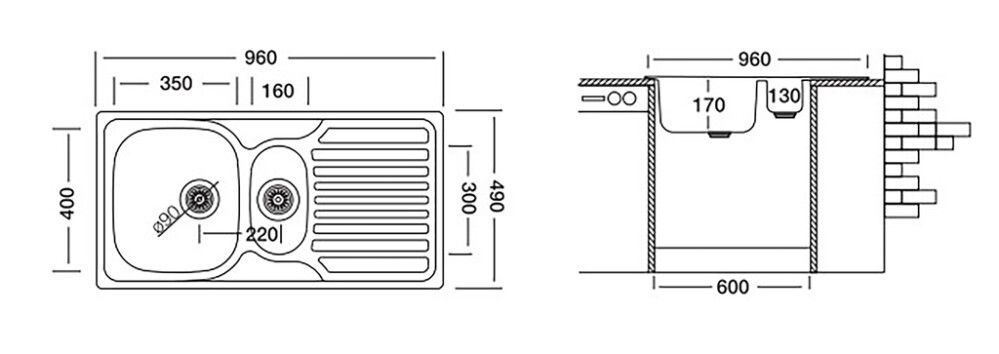 Köögivalamu Kromevye Oberon RST 49 x 96 cm
