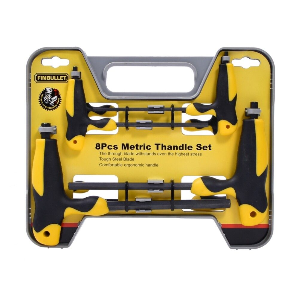 Kuuskantvõtmete komplekt Finbullet t-käepidemega 8-osaline
