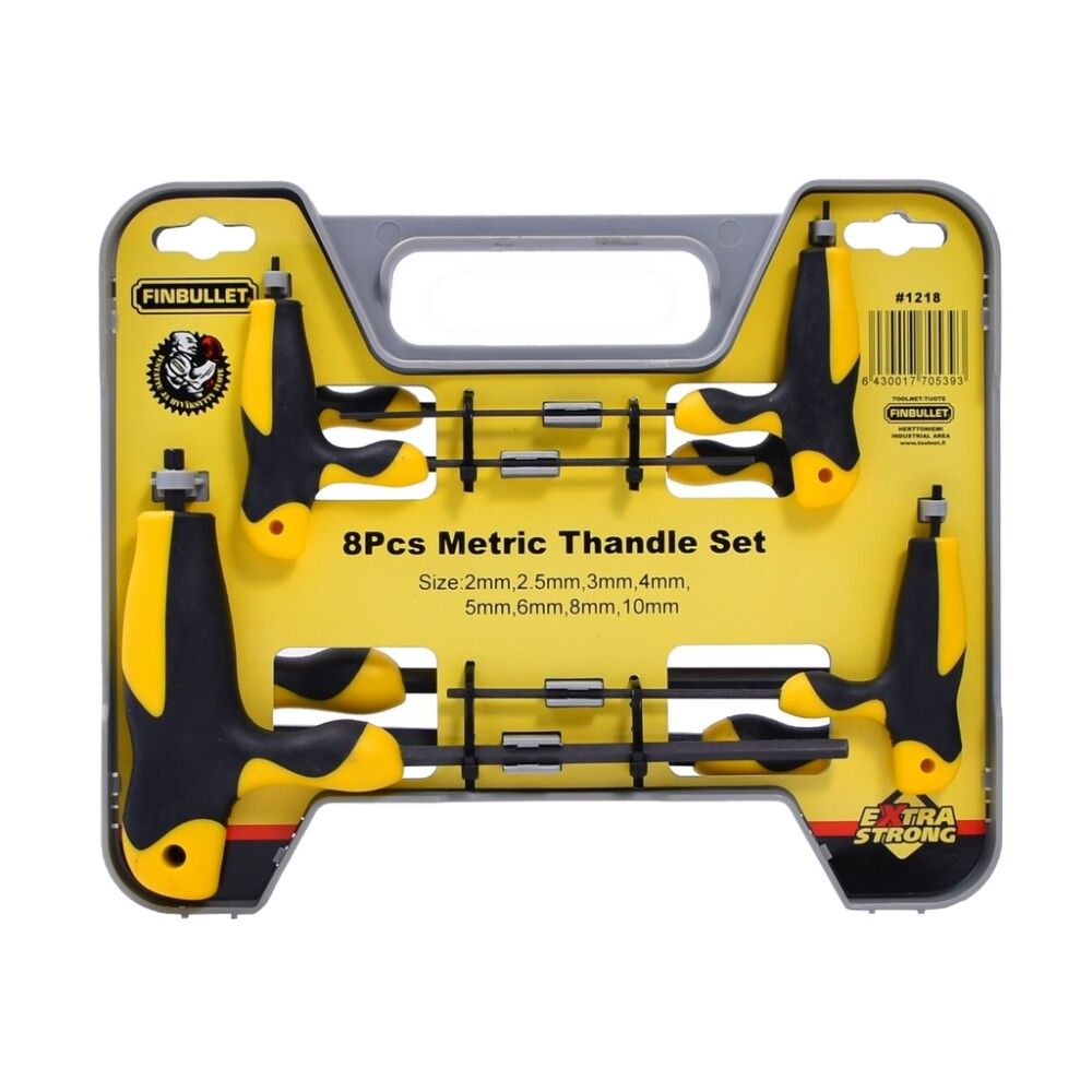 Kuuskantvõtmete komplekt Finbullet t-käepidemega 8-osaline