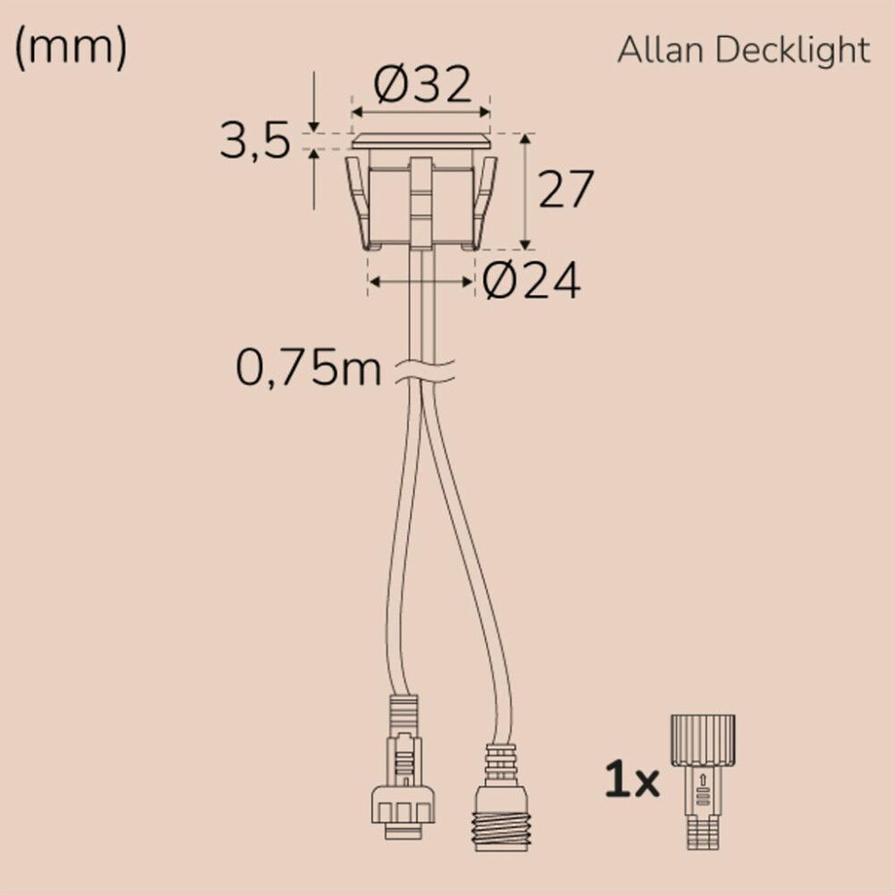 Terrassivalgusti Llitt Allan 1-osaline