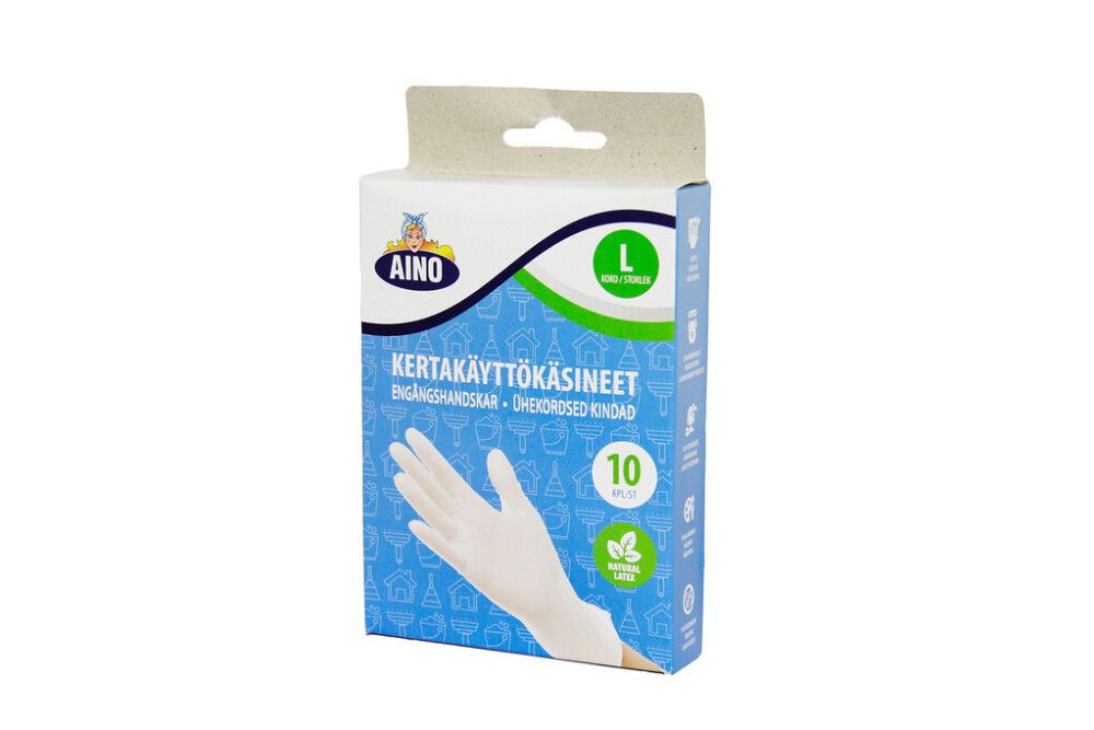 Ühekordsed kummikindad Aino L 10 tk/pk
