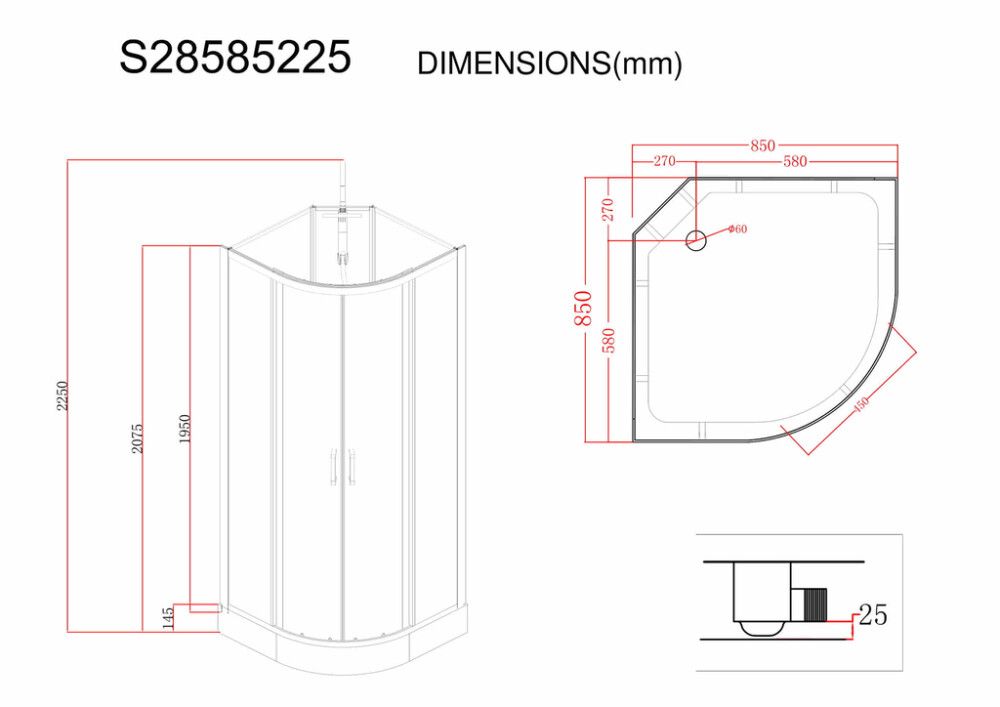 Dušikabiin Harma White Onyx 85 x 85 cm