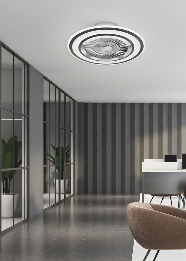 LED-plafoon ventilaatoriga Reality Leuchten Flaga Ø 60 cm must