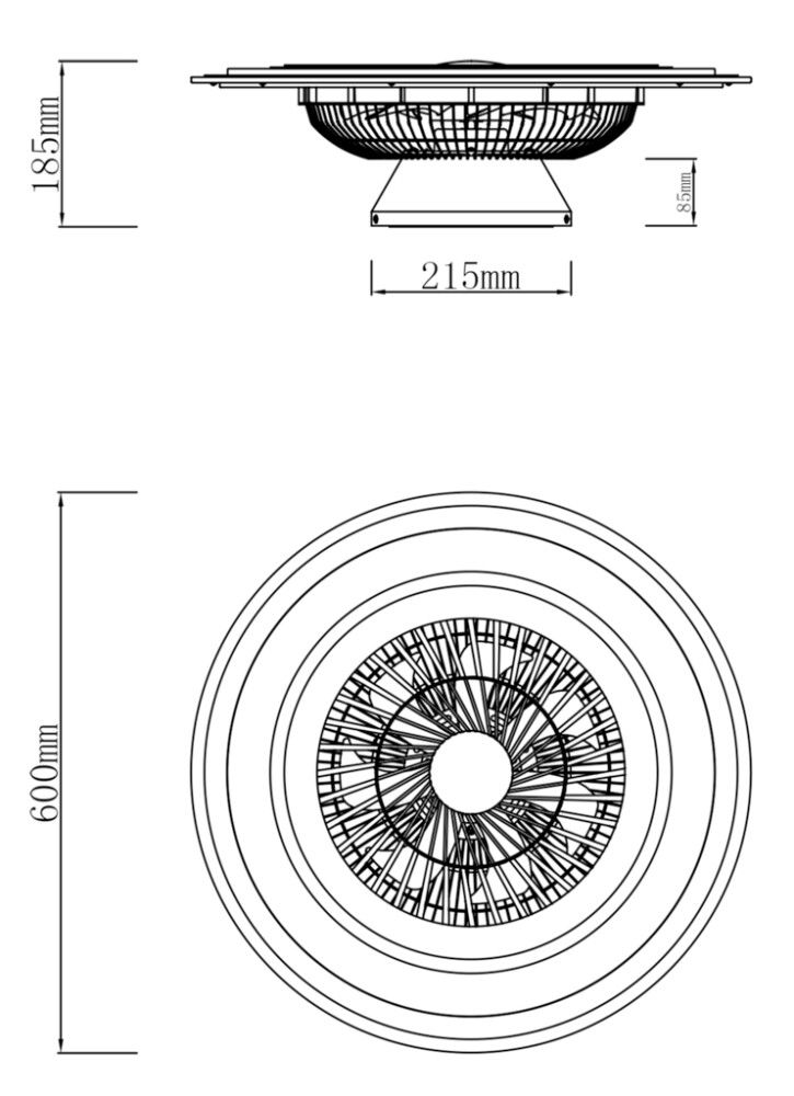 LED-plafoon ventilaatoriga Reality Leuchten Flaga Ø 60 cm must