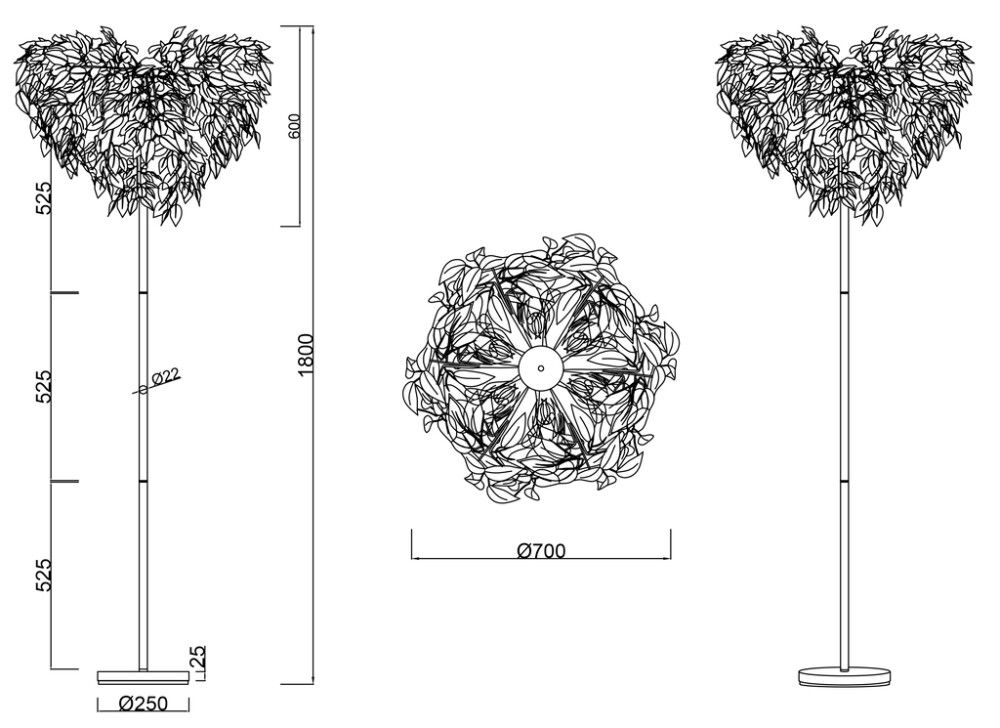 Põrandavalgusti TRIO Leavy 3 x E14 roheline