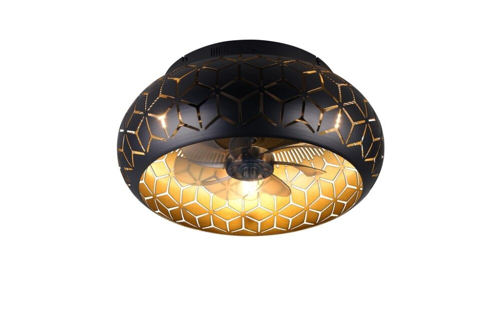 Ventilaator-valgusti Trio Bidar must