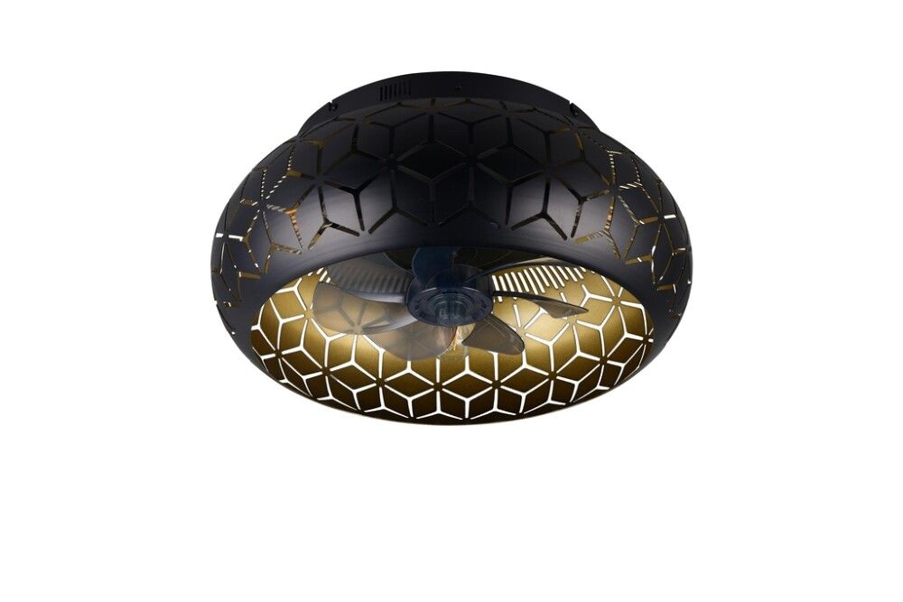 Ventilaator-valgusti Trio Bidar must