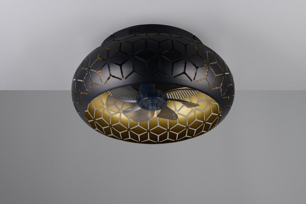 Ventilaator-valgusti Trio Bidar must