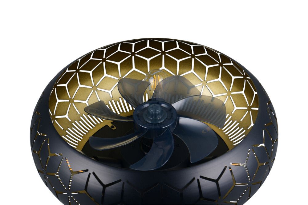 Ventilaator-valgusti Trio Bidar must