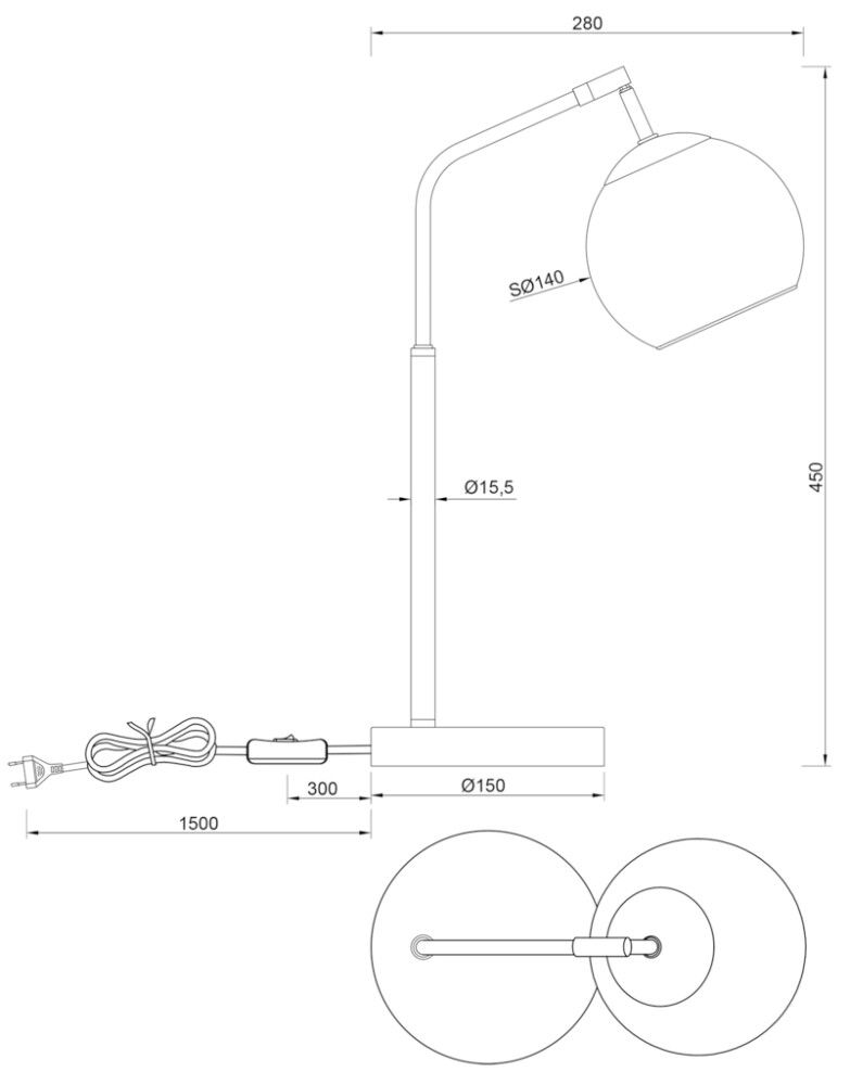 Lauavalgusti Trio Paxton 45 cm kroom