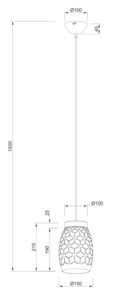 Rippvalgusti Trio Bidar Ø 15 cm valge