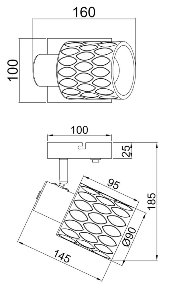 Kohtvalgusti Trio Jack mattmust/suitsuklaas 1-osaline