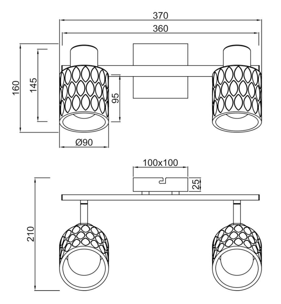 Kohtvalgusti Trio Jack mattmust/suitsuklaas 2-osaline