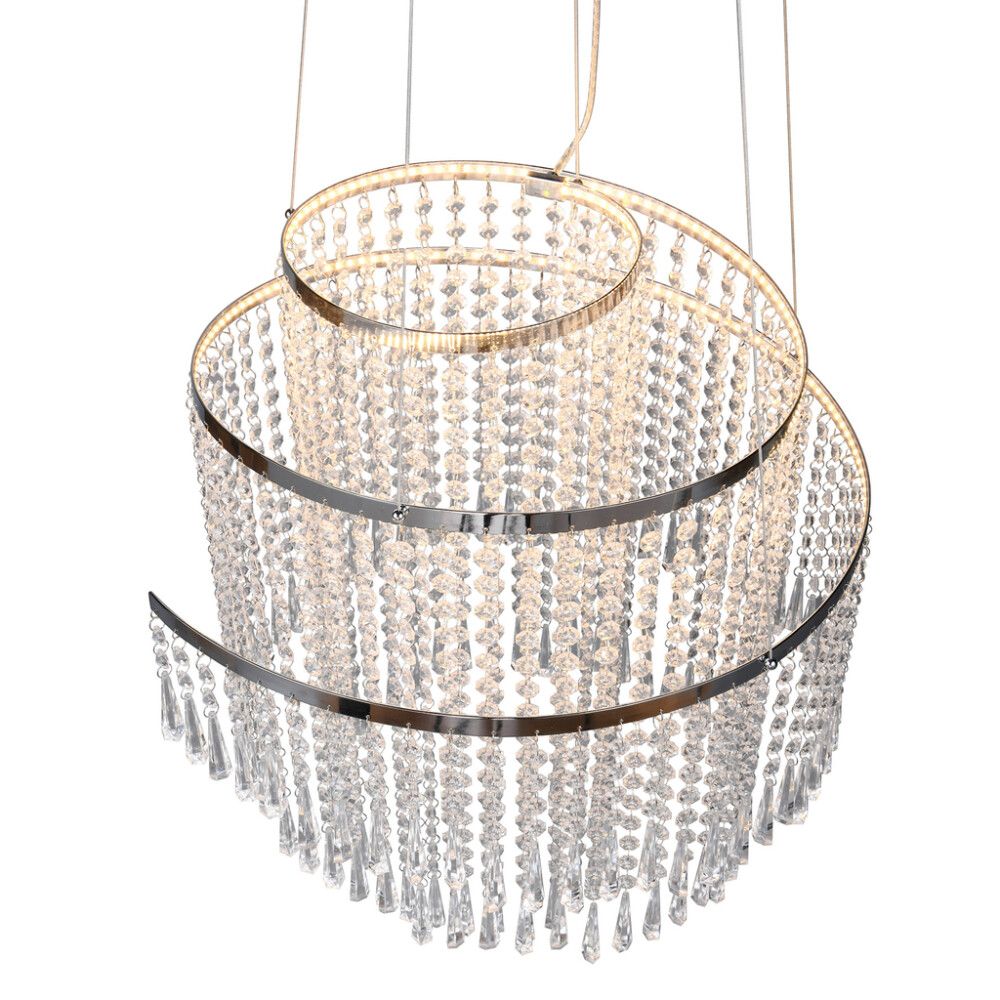 LED-rippvalgusti Trio Pomp kroom Ø 48 cm