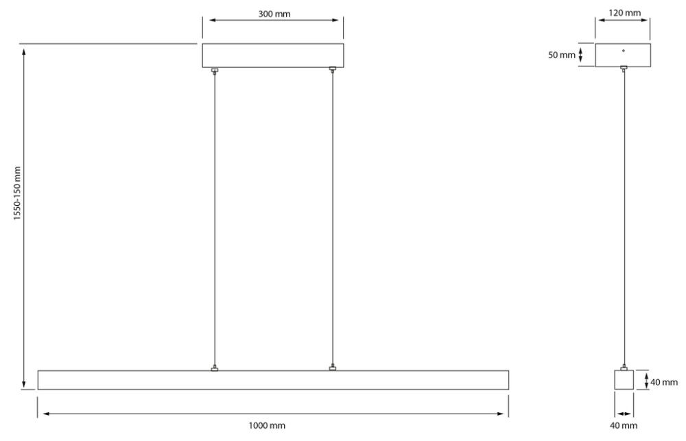 Rippvalgusti Aneta Linea pruun/must 100 x 4 x 4 cm