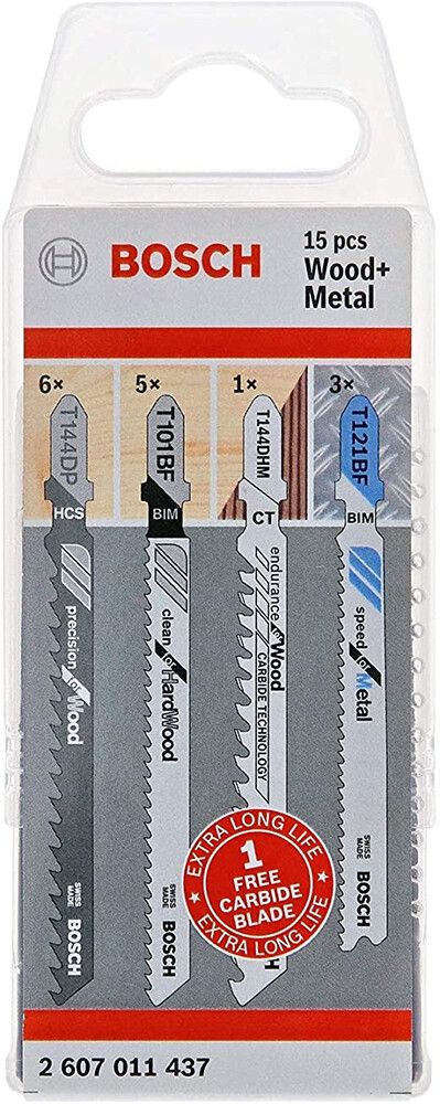 Tikksaeterade komplekt Bosch Wood/Metal 15 tk