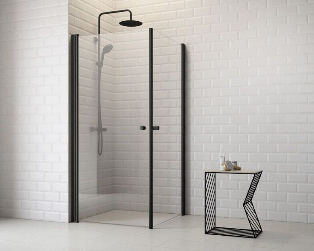 Dušinurk Corniche Elsa pööratavate ustega 90 x 90 cm nurk must