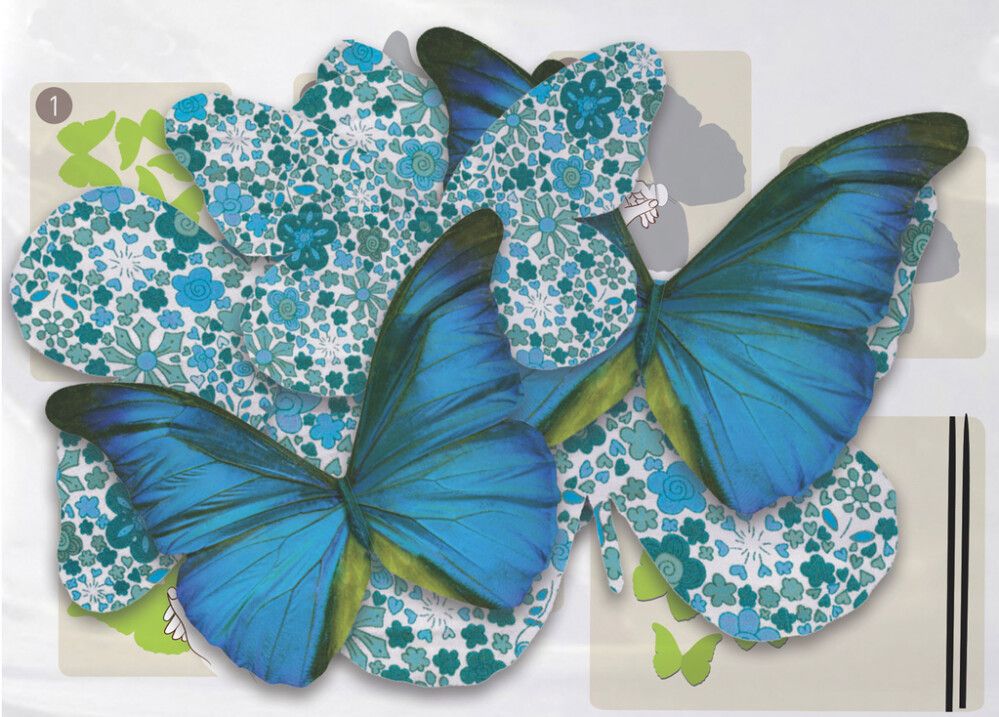 Seinakleebis Plage 3D Sinised Liblikad