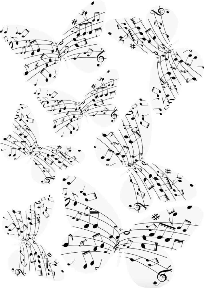 Seinakleebis Plage 3D Liblikad nootidega