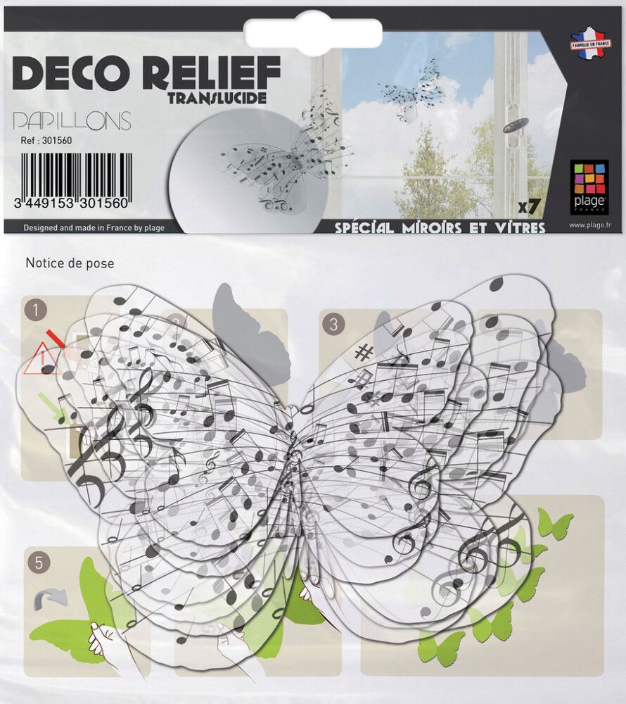 Seinakleebis Plage 3D Liblikad nootidega