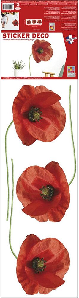 Posterkleebis Plage Punased Lilled 24 x 68 cm