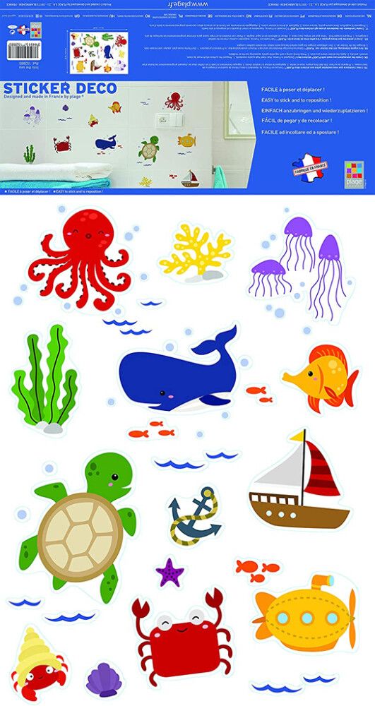Posterkleebis Plage Sea Animals 48 x 68 cm