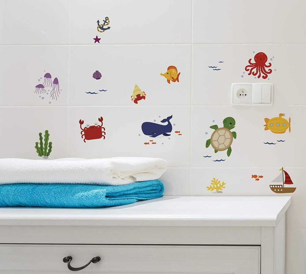 Posterkleebis Plage Sea Animals 48 x 68 cm