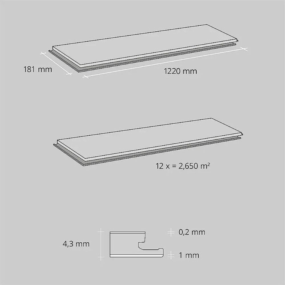 Vinüülparkett B!Design SPC Tamm Fortuna 4,3 mm
