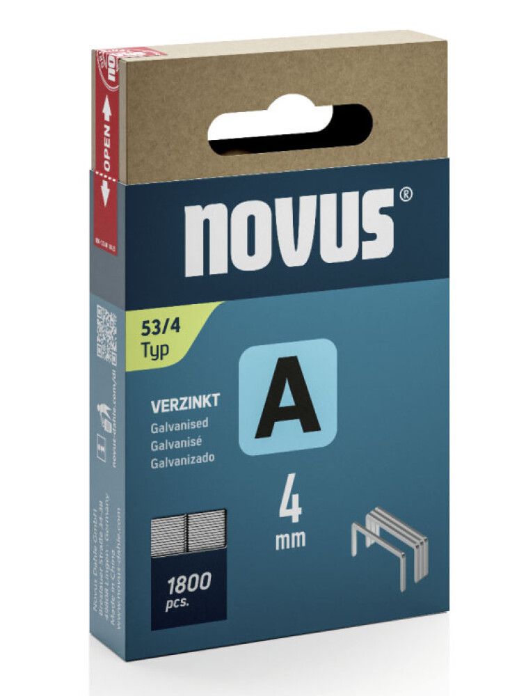 Klambrid Novus A53/4 mm tsingitud 1800 tk