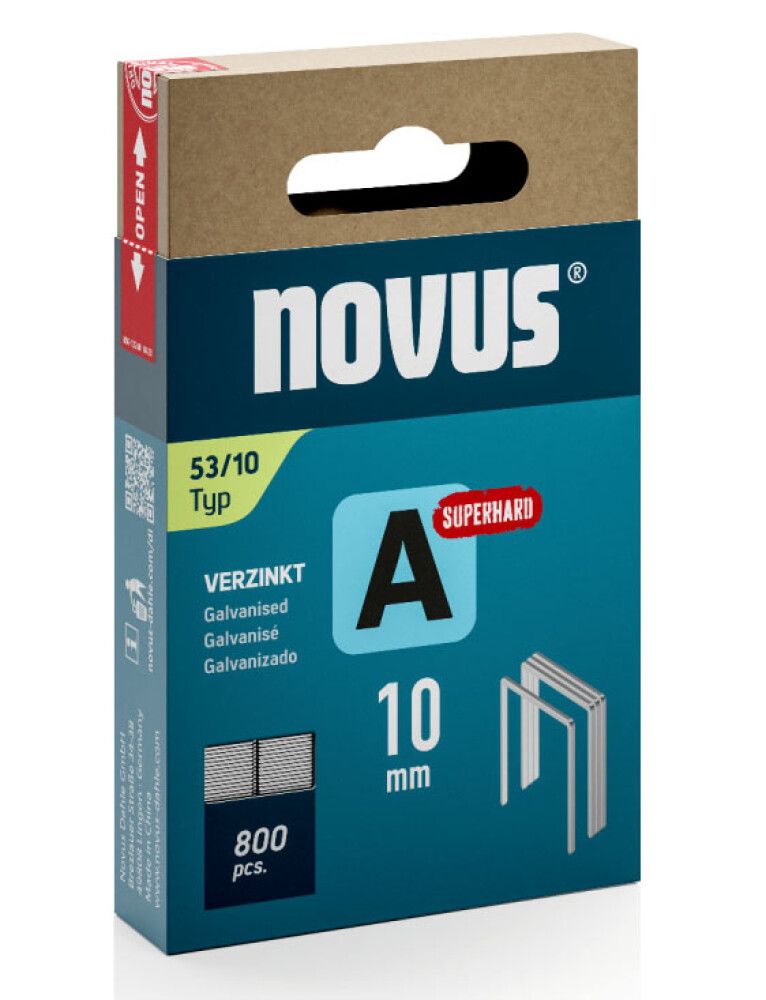 Klambrid Novus A53/10 mm Superhard tsingitud 800 tk