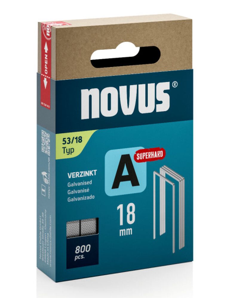 Klambrid Novus A53/18 mm Superhard tsingitud 800 tk
