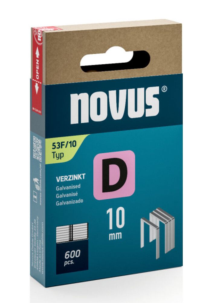 Klambrid Novus D53F/10 mm tsingitud 600 tk