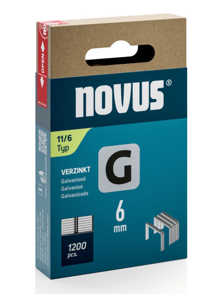 Klambrid Novus G11/6 mm tsingitud 1200 tk