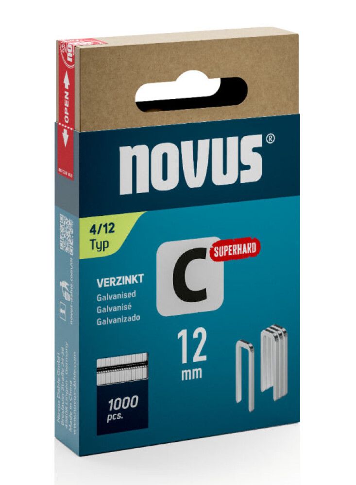Klambrid Novus C4/12 mm Superhard tsingitud 1000 tk
