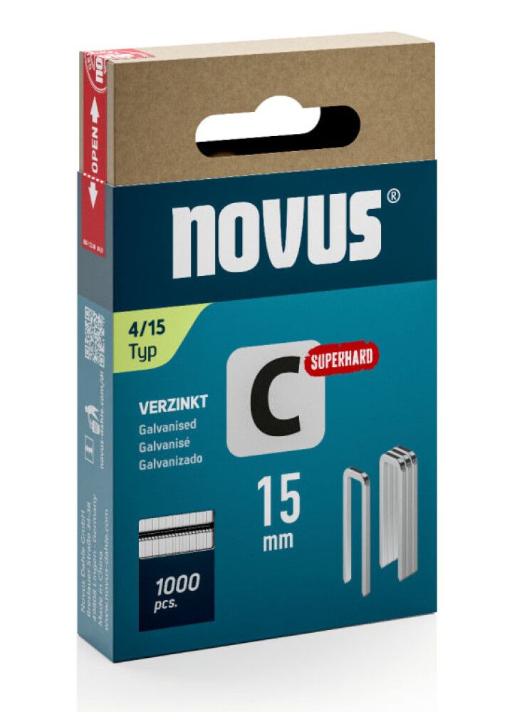 Klambrid Novus C4/15 mm Superhard tsingitud 1000 tk